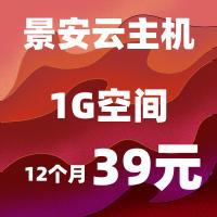 渠道版景安1G主机 企业网站全包 网页空间：1GB 每月流量：20GB 一年只需要39元